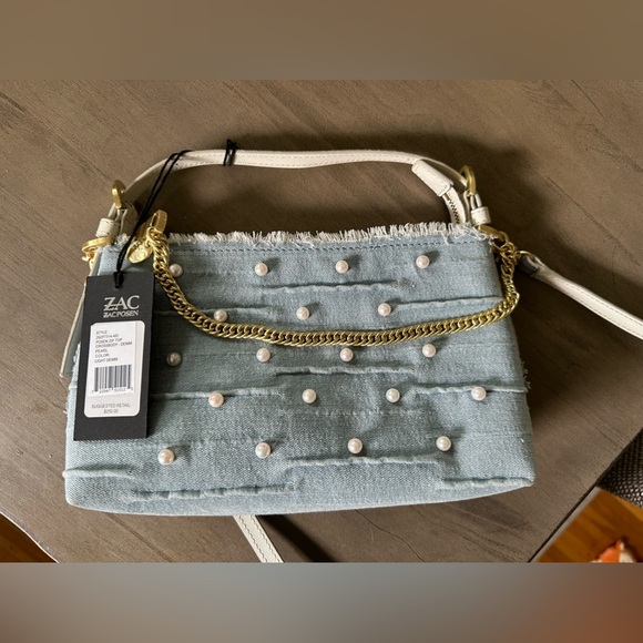 Zac Posen - Denim Crossbody with Pearls - NWT - Picture 1 of 4